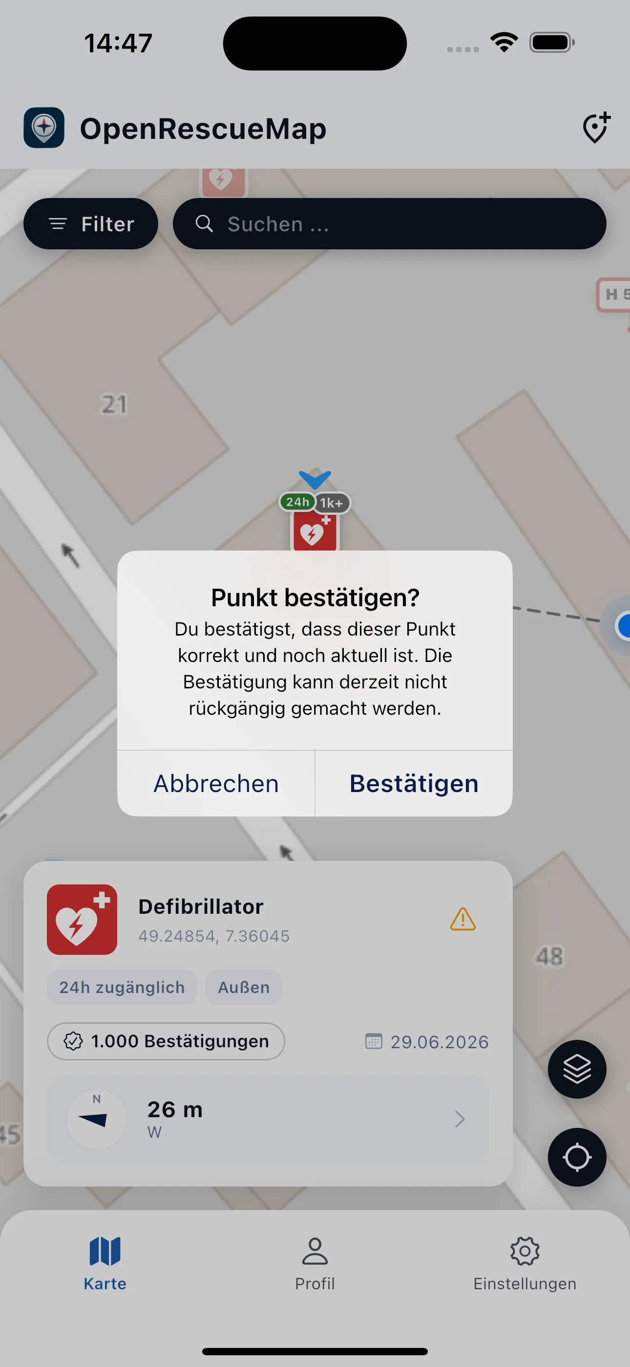 Punkt bestätigen