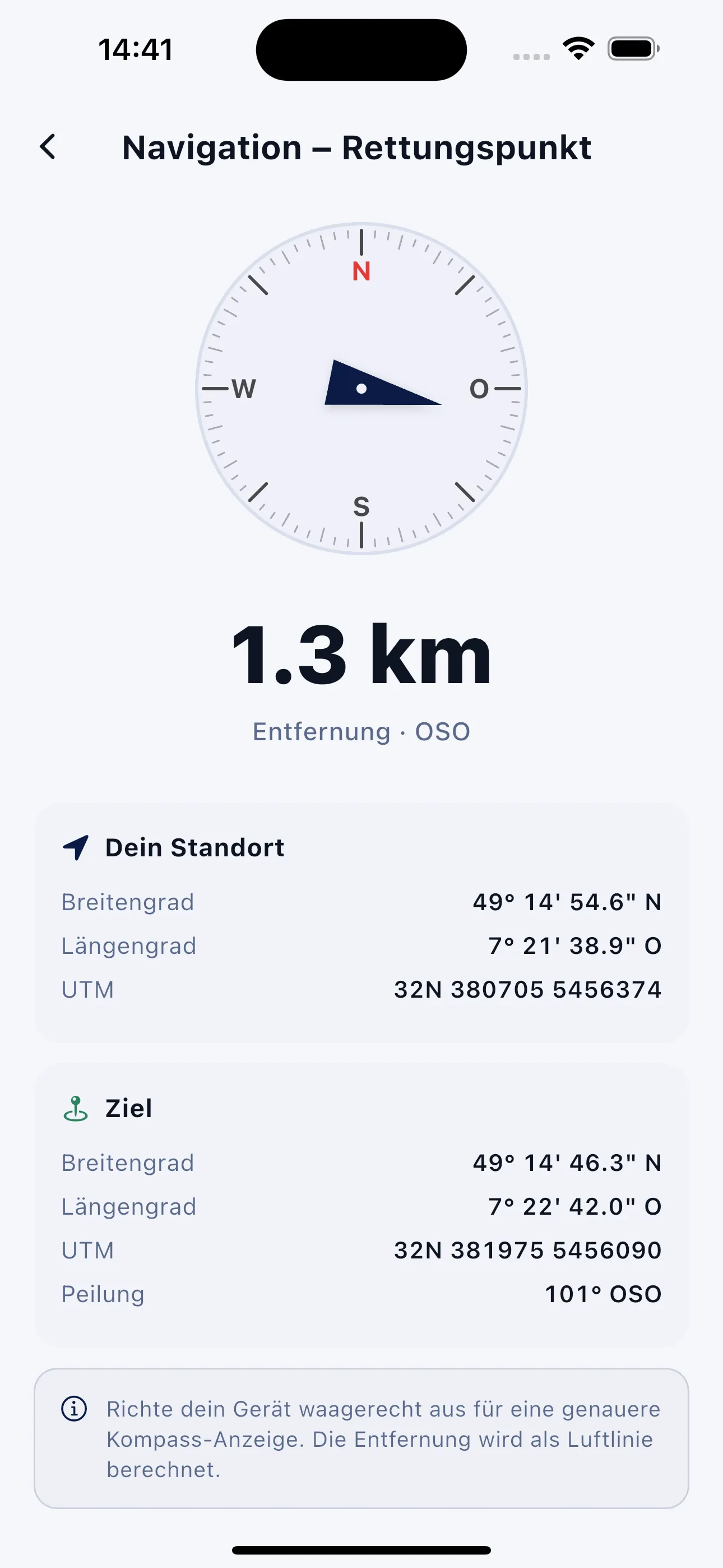 Navigation mit Kompass